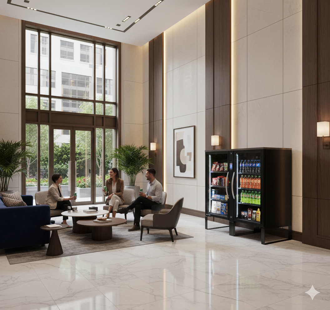 Full Stock modern vending machine in luxury lobby