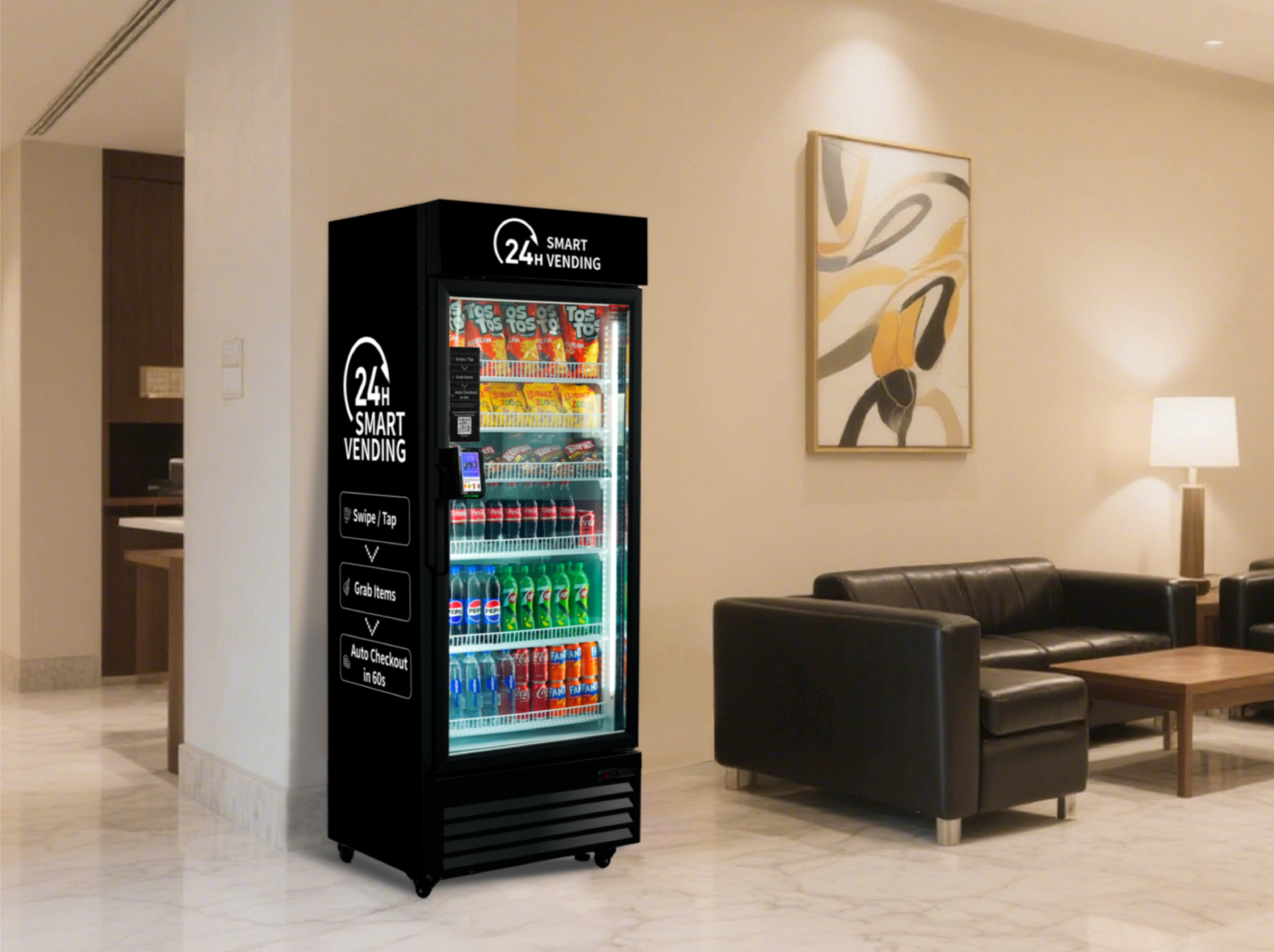 Smart Vending Machine in hotel lounge