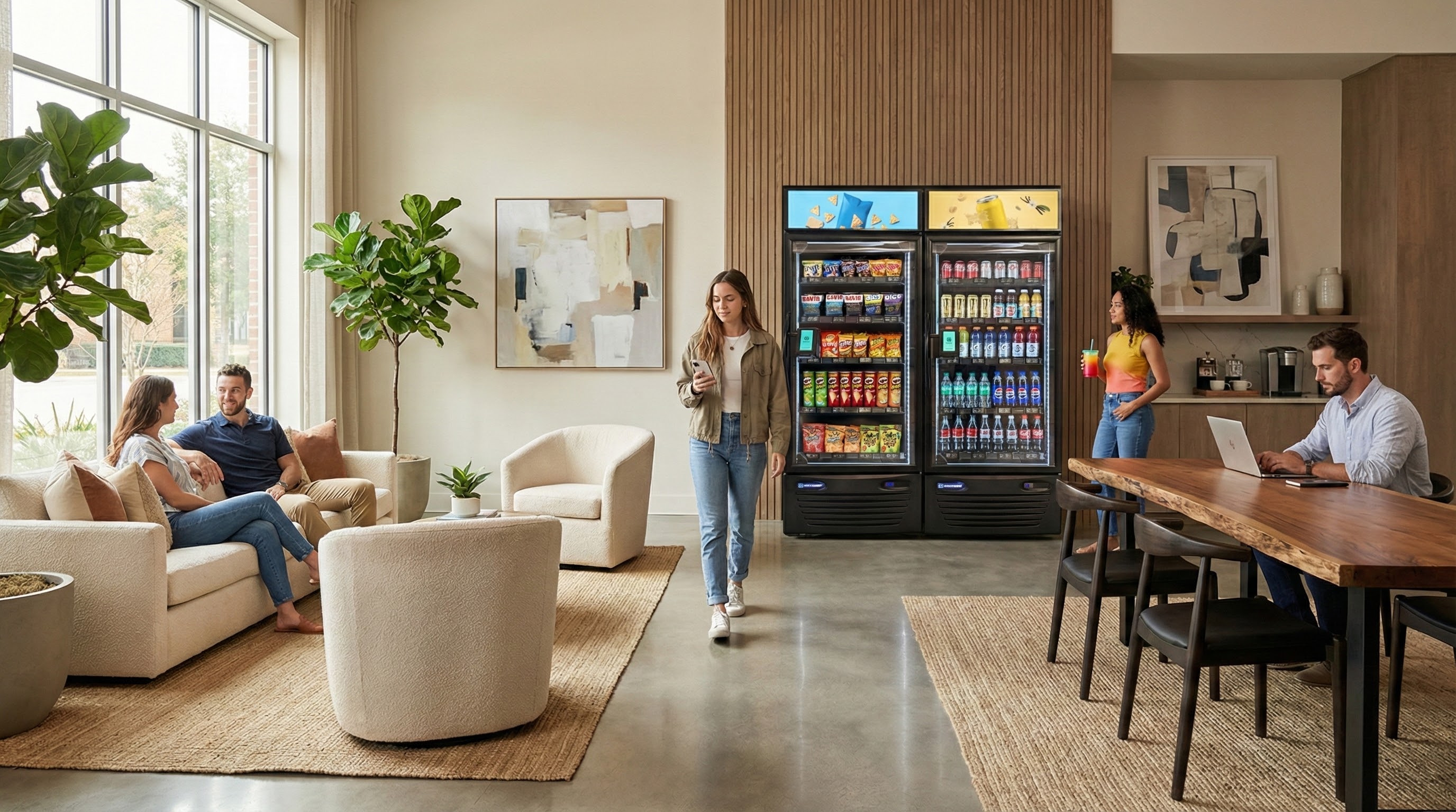 AI Micro Market in modern apartment lounge